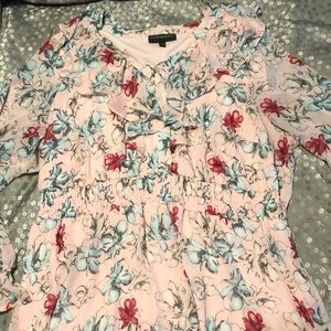 Chiffon long sleeve top with cami floral pink